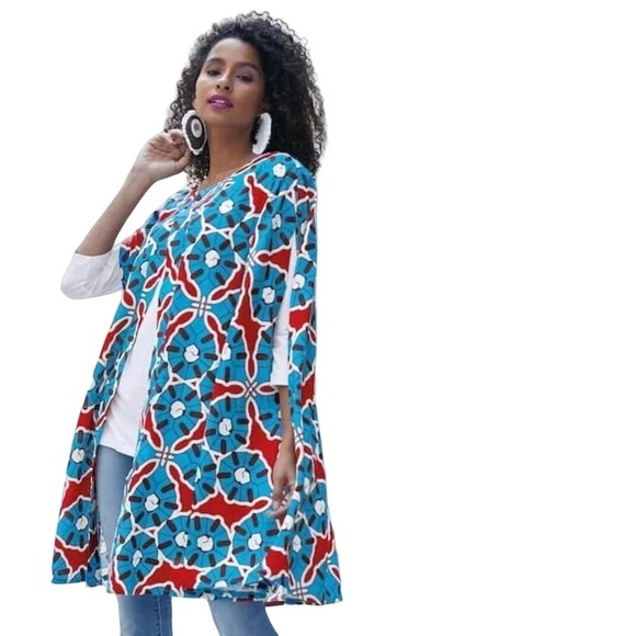 Ashro Amadi Cape Linen Blend Shawl Wrap OSFM Aqua Red Burgundy - Picture 9 of 9